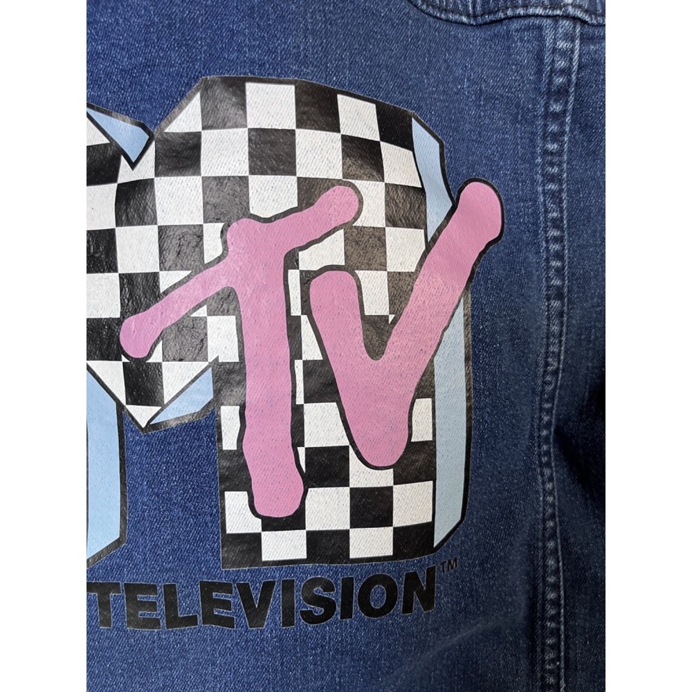 MTV Denim Jacket Girls XL 14/16 Dark Blue Wash Vintage Style - Picture 6 of 6